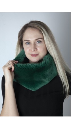 Green rex fur neck warmer